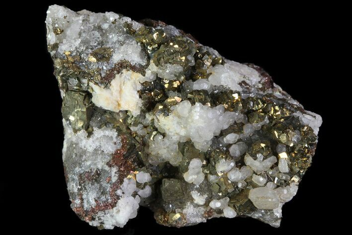 Pyrite On Calcite - El Hammam Mine, Morocco #80368